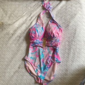 Lilly Pulitzer | Lanai Halter One-piece Swimsuit pink NWOT